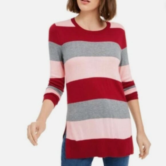Maison Jules Women’s Essential Sweater Size XXL Pink, Grey, Red Stripe NWT - Picture 1 of 1